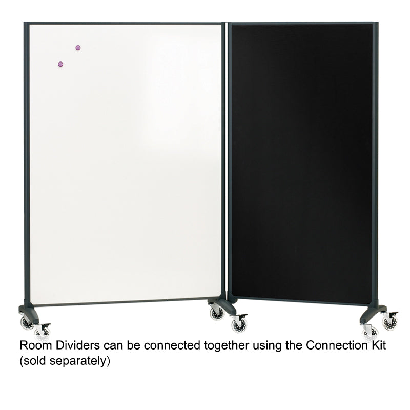 Mobile Porcelain Whiteboard/Fabric Bulletin Board Room Divider