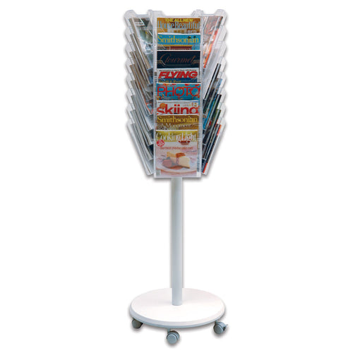 Ultimate Office Literature Display 24-Pocket Mobile Revolving Model with Crystal Clear Cascading Pockets
