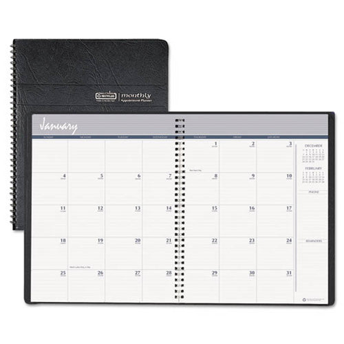 24-Month Ruled Monthly Planner, 8 1/2" X 11", Black, 2024-2025