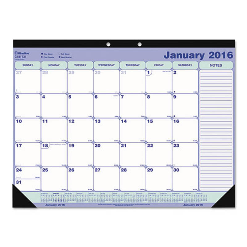 Monthly Desk Pad Calendar, Chipboard, 12-Month, 21 1/4" X 16", 2025