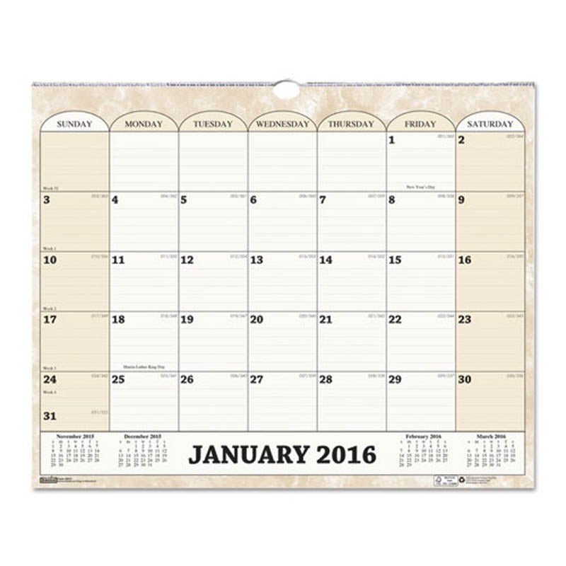 Monthly Horizontal Wall Calendar Ultimate Office