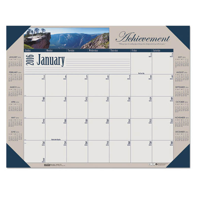 Motivational Photographic Monthly Desk Pad Calendar, 22" X 17", 2025