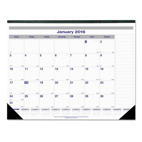 Net Zero Carbon Monthly Desk Pad Calendar, 22" X 17", Black Band and Corners, 2024