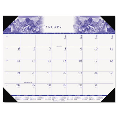 One-Color Photo Monthly Desk Pad Calendar, 22" X 17", 2025
