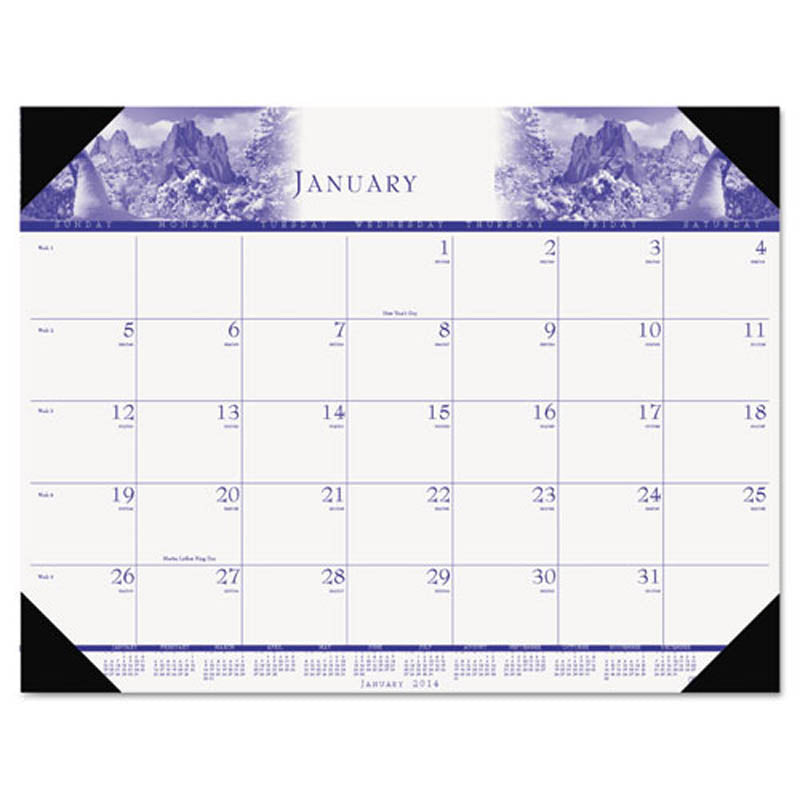 One-Color Photo Monthly Desk Pad Calendar, 22" X 17", 2025