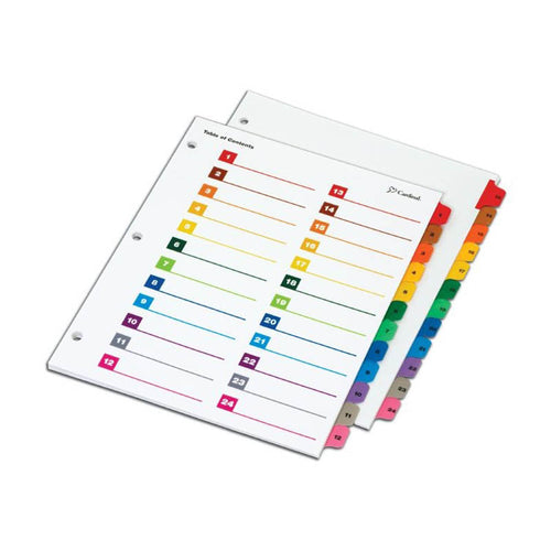 OneStep Printable Table Contents Dividers Double Column w/ Multicolor Tabs, 1-24, Letter (set 24)