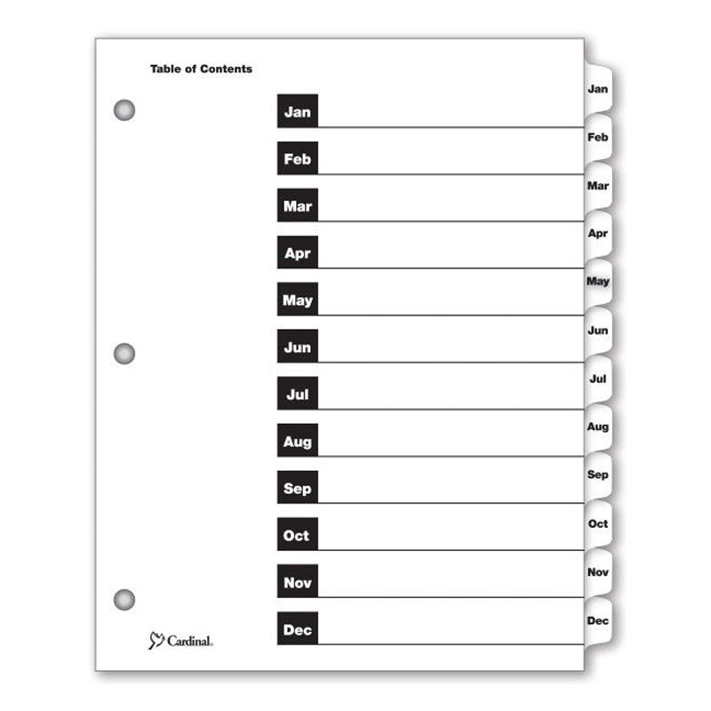 OneStep Printable Table of Contents Dividers w/ Tabs, Jan-Dec, Letter