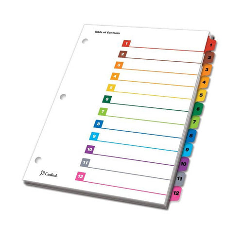 OneStep Printable Table of Contents Dividers w/ Tabs, 1-12, Letter (set of 12)
