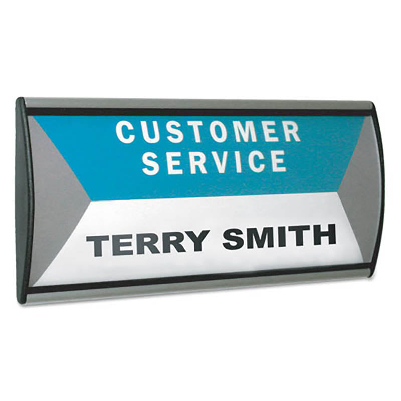 People Pointer Aluminum Wall/Door Sign, 8 3/4" x 4", Black w/ Silver