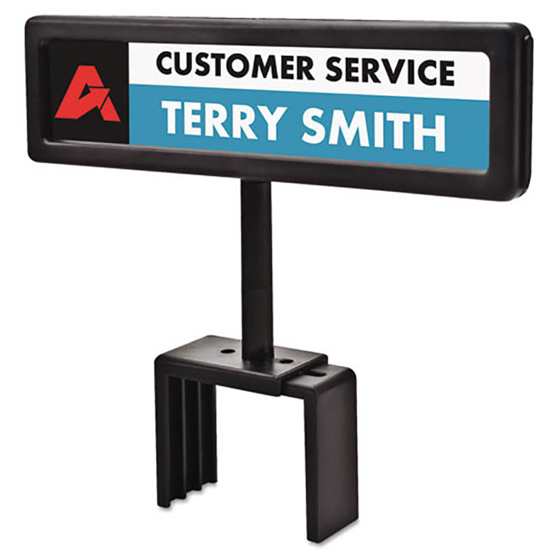 People Pointer Plastic Cubicle Sign, 9" x 2 1/2", Black