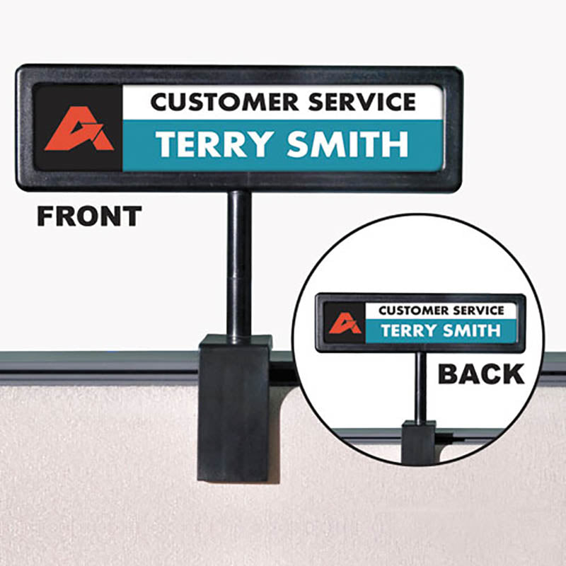 People Pointer Plastic Cubicle Sign, 9" x 2 1/2", Black