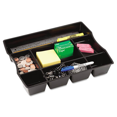 Rubbermaid® Plastic Hanging Desk Drawer Organizer, Eight Compartments, 12.5  x 7.75 x 3.25, Black