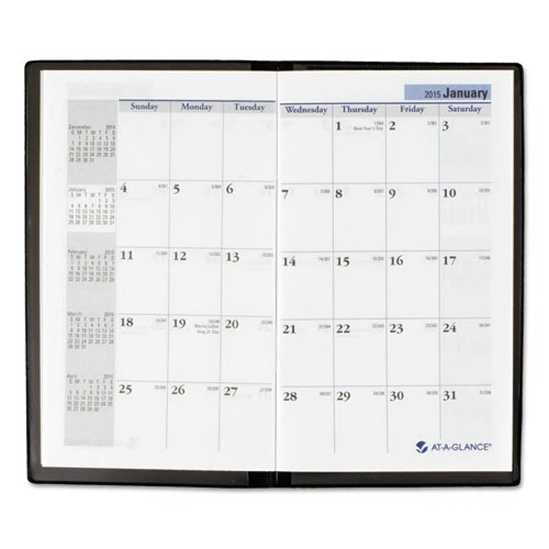 Pocket-Sized Monthly Planner, 3 5/8" X 6 1/16", Black, 2025
