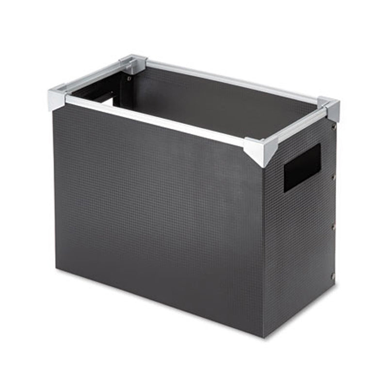 Poly Desktop File Box, 13"w x 6 1/4"d x 9 1/2"h, Letter, Black w/ Silver