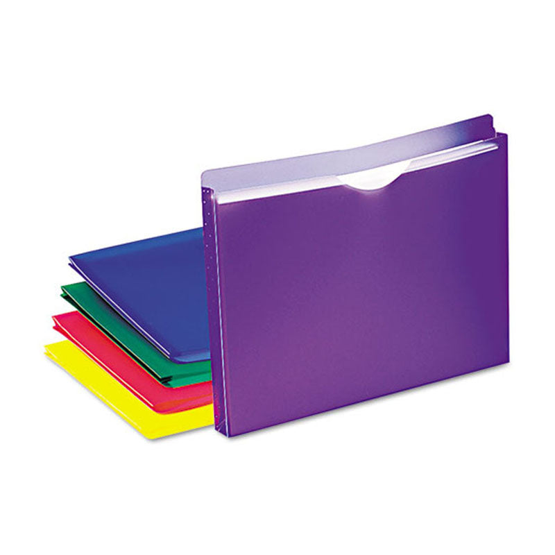 Poly Legal Size Expanding File Jackets, 1" Expansion, Assorted, Pack of 5