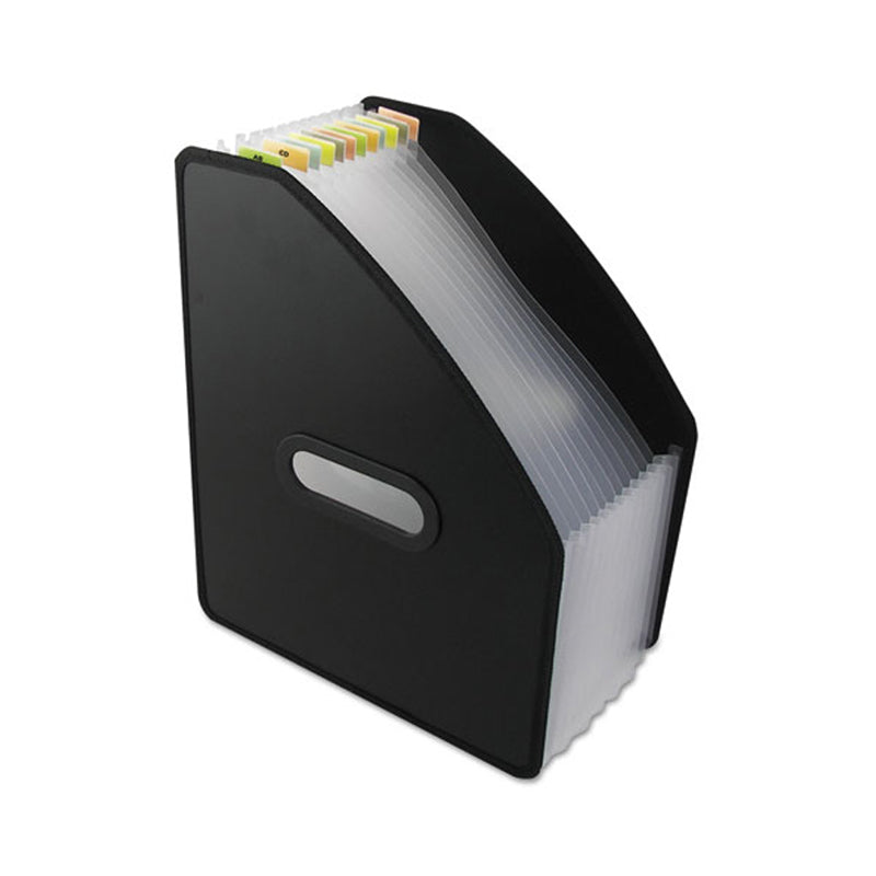 Poly Vertical Expanding File, 13-Pocket, 10" Expansion, Letter, Black