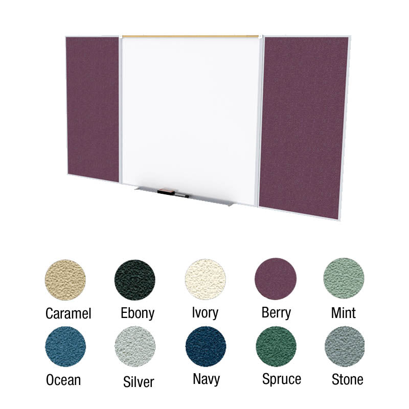 Porcelain Magnetic Whiteboard/Vinyl Fabric Bulletin Board Combo, Aluminum