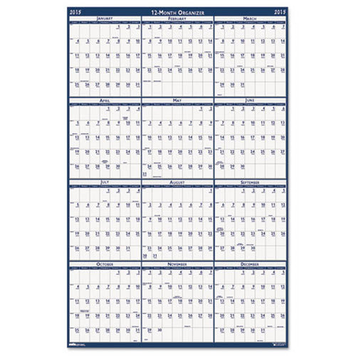 Poster Style Reversible/Erasable Yearly Calendar, 2024
