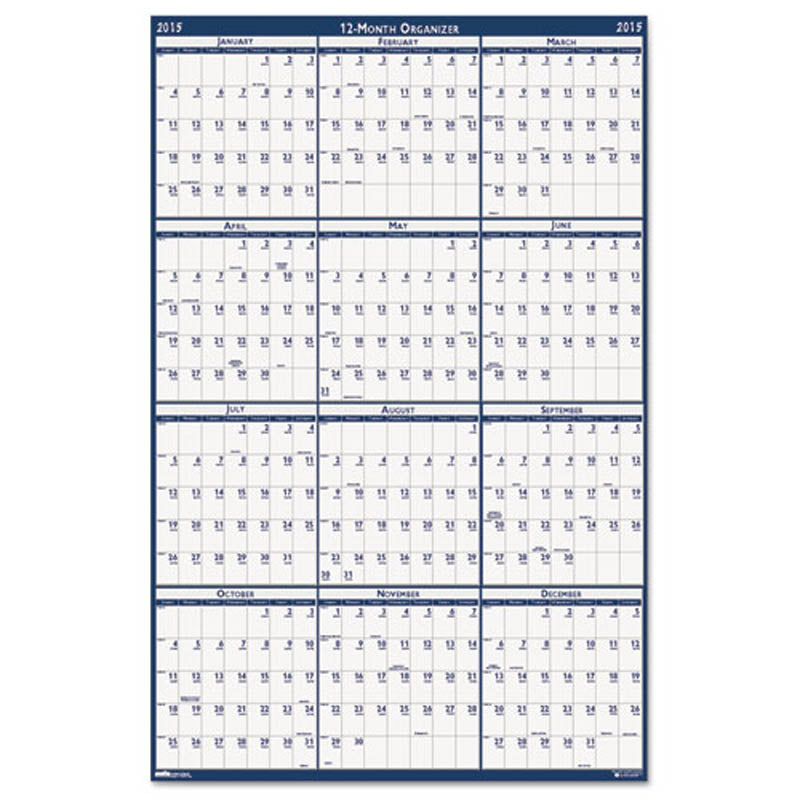 Poster Style Reversible/Erasable Yearly Calendar, 2025