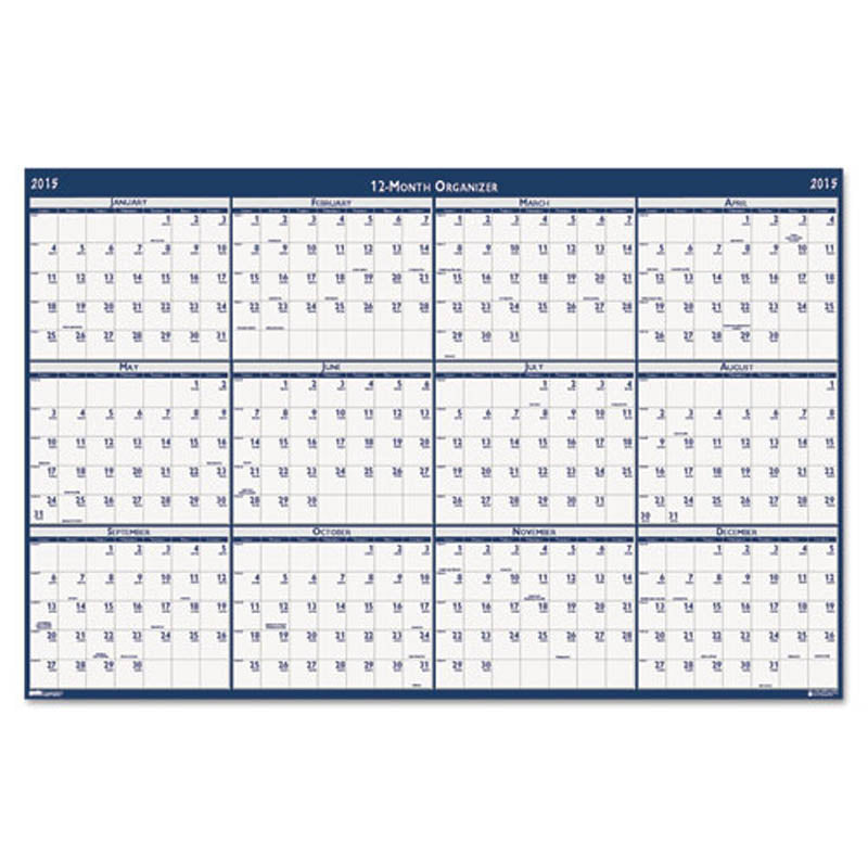 Poster Style Reversible/Erasable Yearly Calendar, 2024
