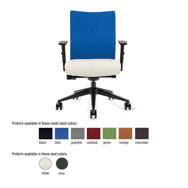 Proform Mesh Task Chair w/Synchro Control & Side Tension, Seat Slider, Adj Arms and Aluminum Base