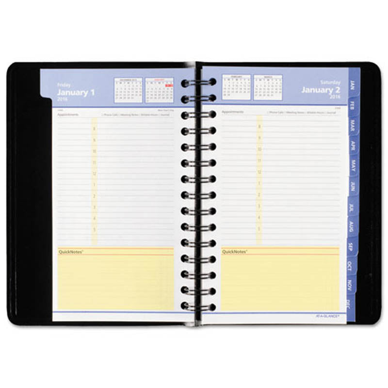 Quicknotes Daily/Monthly Appointment Book/Planner, 4 7/8" X 8", Black, 2024