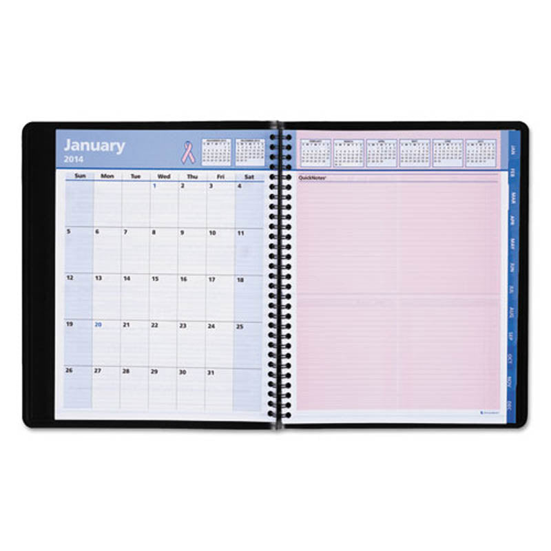 Quicknotes Weekly/Monthly Appointment Book, Black/Pink, 2024