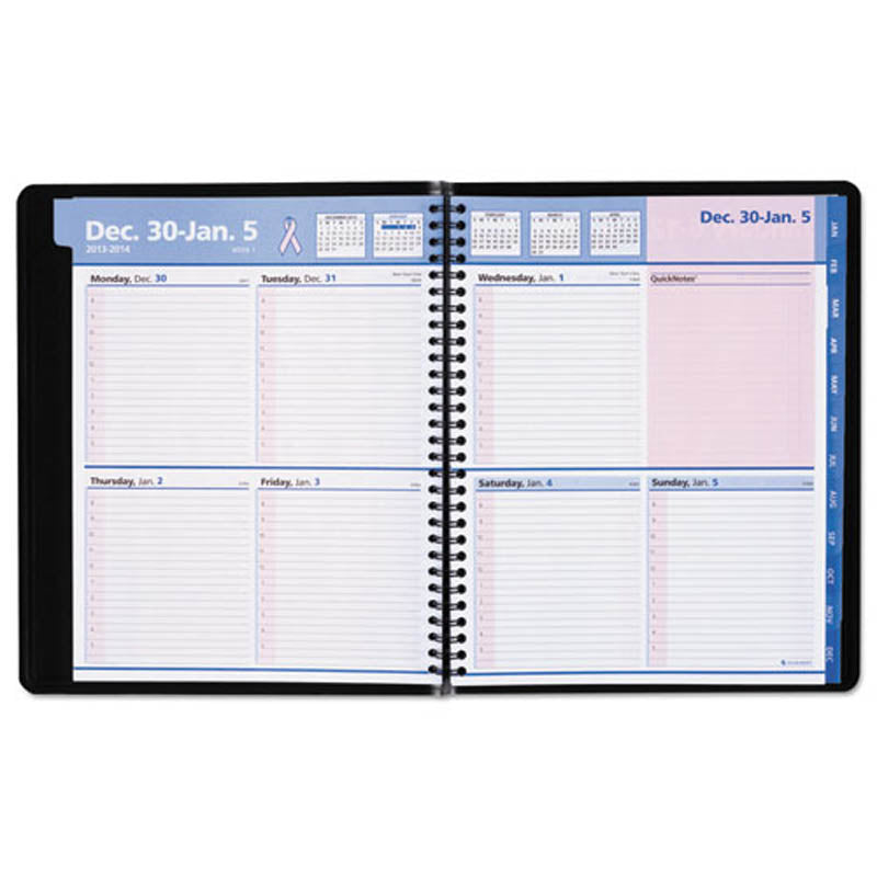 Quicknotes Weekly/Monthly Appointment Book, Black/Pink, 2024