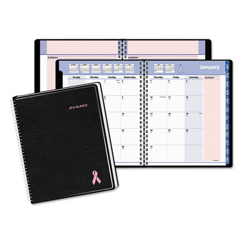 Quicknotes Weekly/Monthly Appointment Book, Black/Pink, 2024