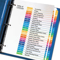 Ready Index Table of Contents Dividers w/ Multicolor Tabs, A-Z, Letter