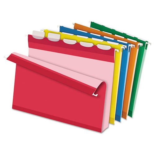 Ready-Tab Extra-Capacity Reinforced Colored Hanging File Folders (box of 20)