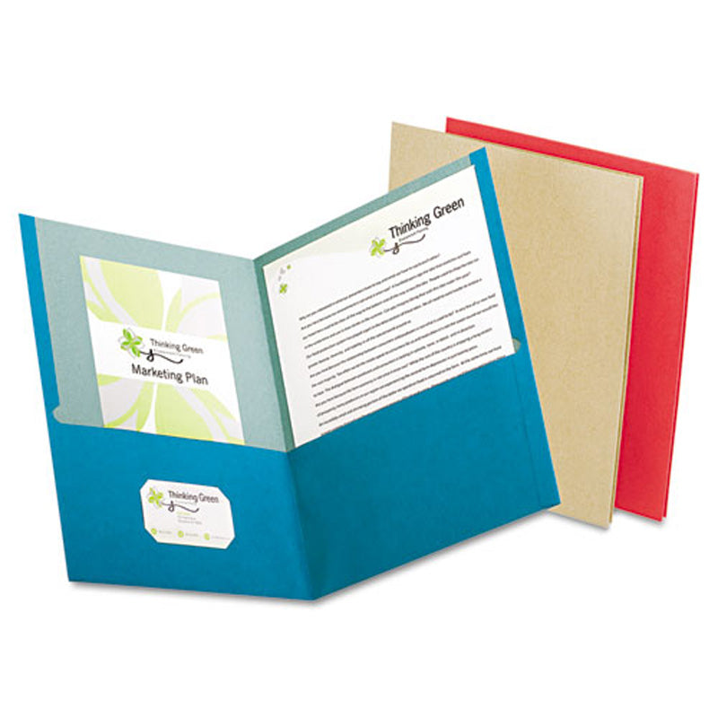 Recycled Twin-Pocket Folders, Letter, Box of 25