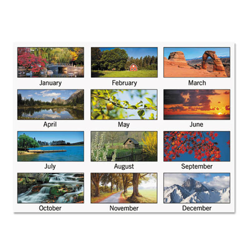 Scenic Three-Month Wall Calendar, 12 1/4" X 27", 2015-2019