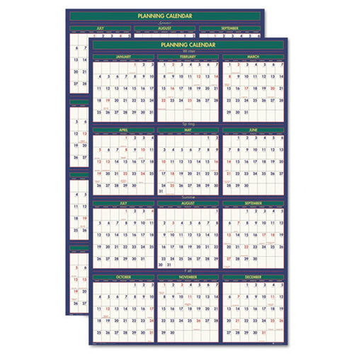 4 Seasons Reversible/Erasable Business/Academic Calendar, 24" X 37", 2023-2024