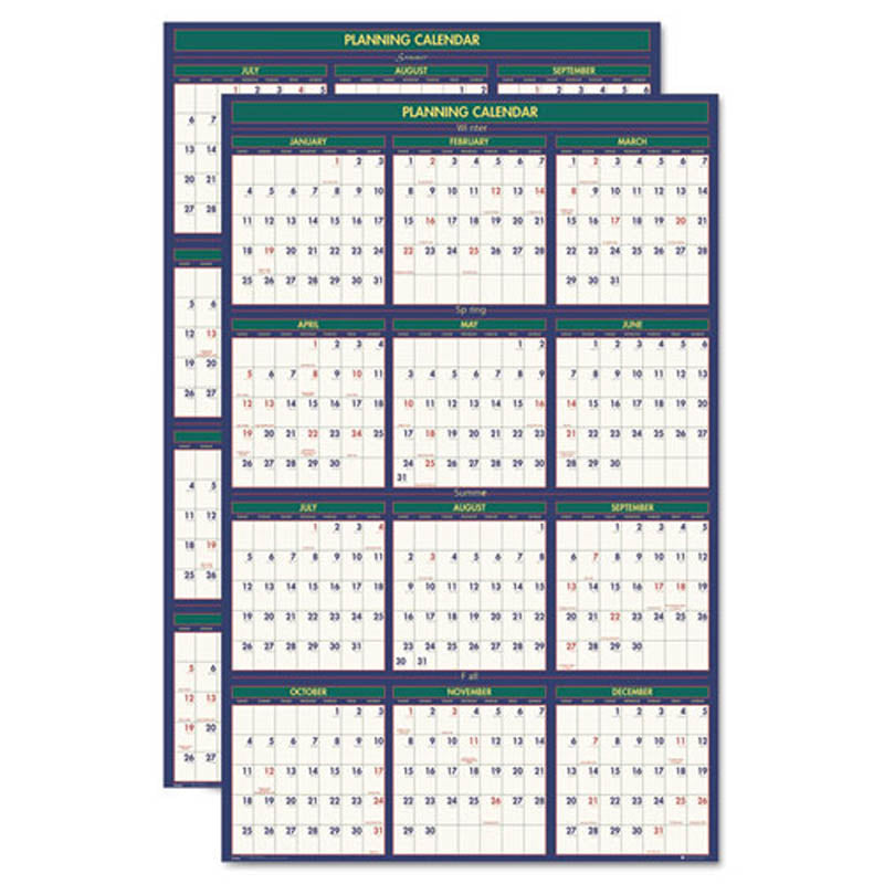 4 Seasons Reversible/Erasable Business/Academic Calendar, 24" X 37", 2024-2025