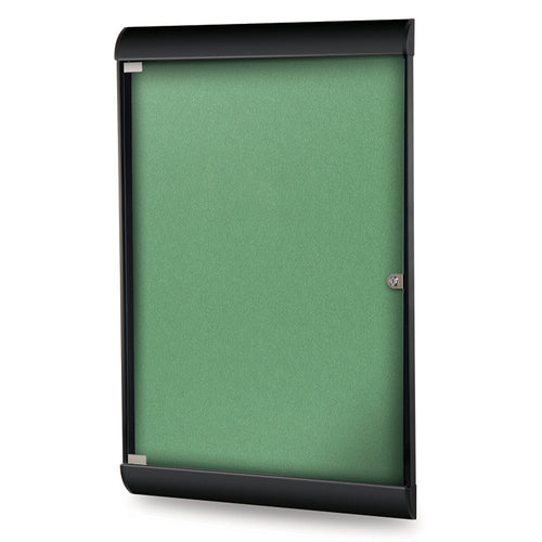 Silhouette 27 3/4" x 42 1/8" 1-Door Enclosed Bulletin Board, w/ Vinyl Fabric