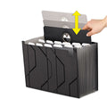 Sliding Cover Expanding File, 4" Expansion, 13 Pockets, Letter, Black