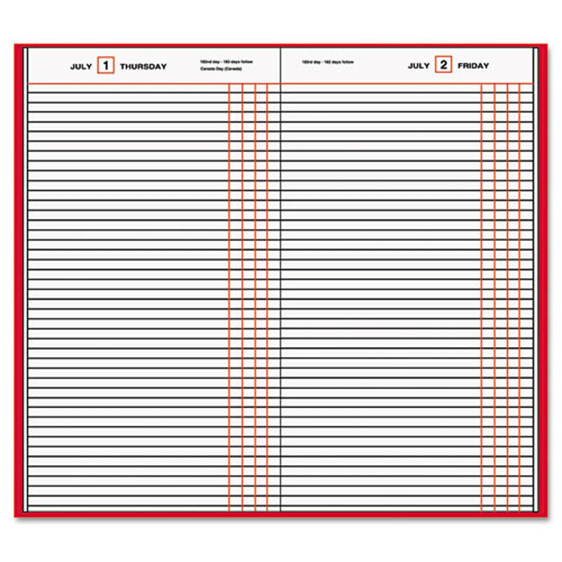 Standard Diary Recycled Daily Journal, Red, 7 11/16" X 12 1/8", 2025