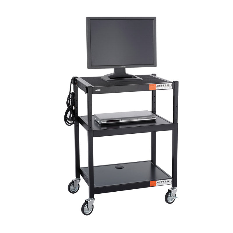 Steel Adjustable-Height Multimedia Cart w/ Electrical Assembly
