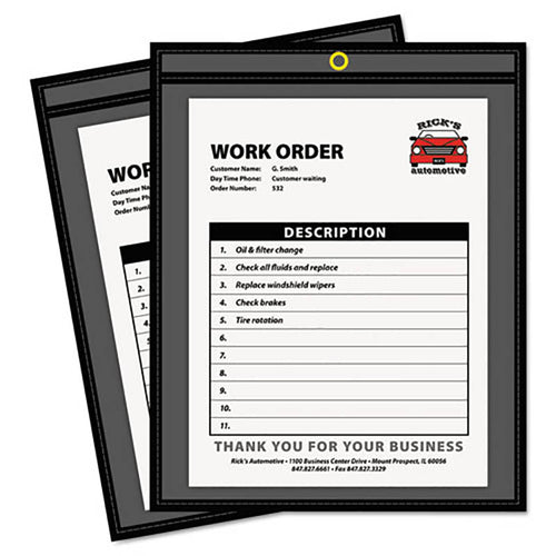 Stitched Shop Ticket Holders, 9" x 12", Clear Front w/ Black (box of 25)