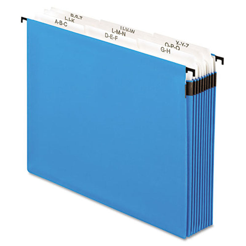 SureHook 9-Section Expanding Hanging File Pockets, 5 1/4" Capacity, 3rd-Cut, Letter (each), Blue