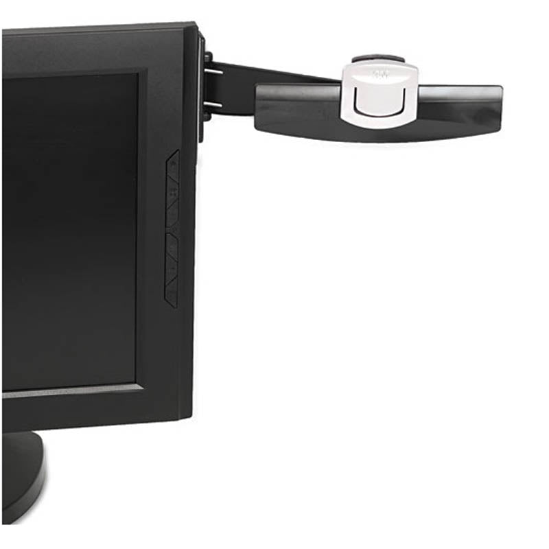 Swing Arm Copyholder w/ Adhesive Monitor Mount, 30-Sheet Capacity, Black