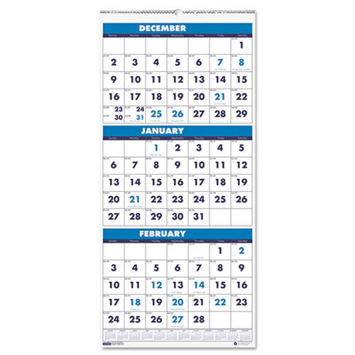 Three-Month Format Wall Calendar, 2022-2024