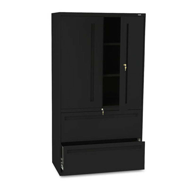 Two-Drawer Lateral File w/ Storage Cabinet, 36"w x 19 1/4"d x 67"h