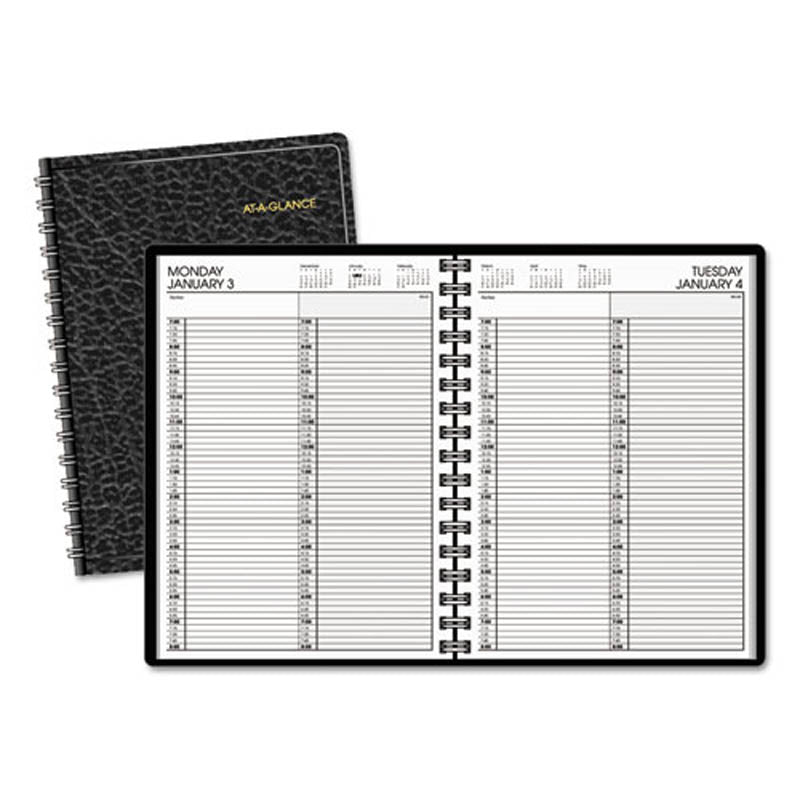 Two-Person Group Daily Appointment Book, 8" X 10 7/8", Black, 2024