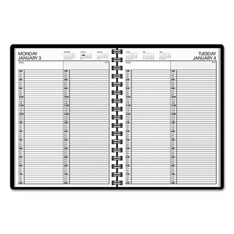 Two-Person Group Daily Appointment Book, 8" X 10 7/8", Black, 2025