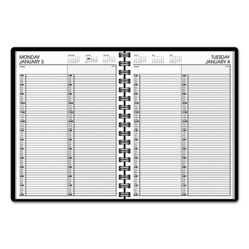 Two-Person Group Daily Appointment Book, 8" X 10 7/8", Black, 2024