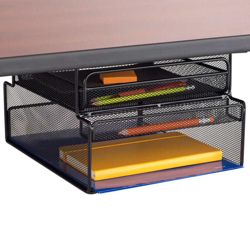UltiMesh 1 Supply Drawer & 1 Horizontal Compartment Under-Desk Mount Organizer