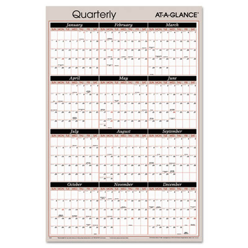Vertical/Horizontal Erasable Quarterly Wall Planner | Ultimate Office