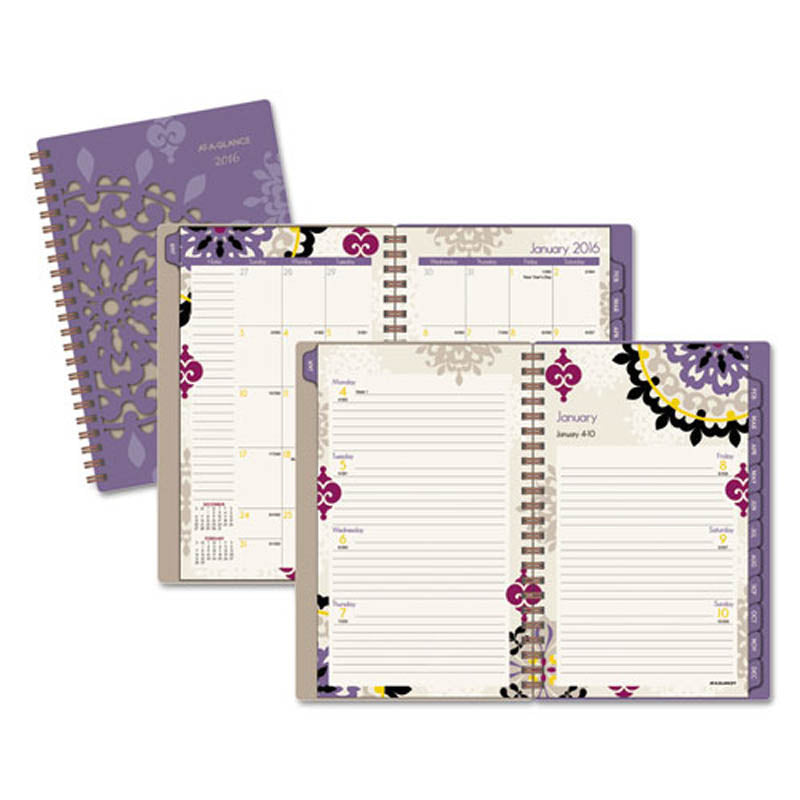 Vienna Weekly/Monthly Appointment Book, Purple, 2024